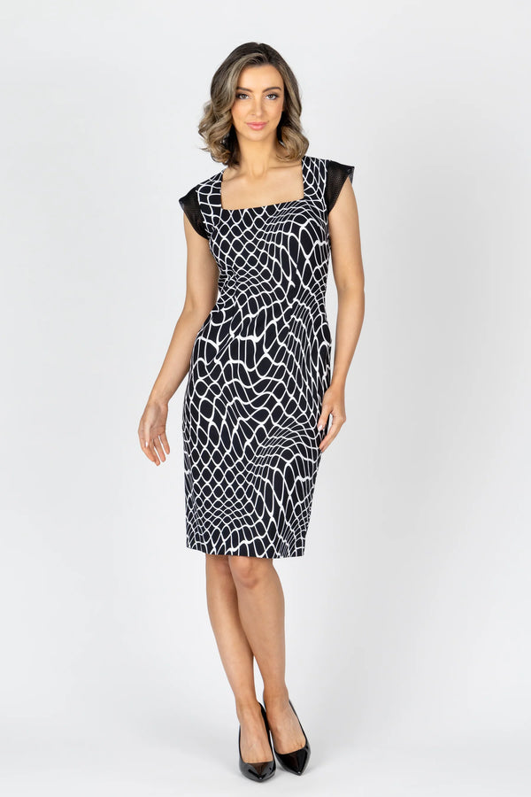 Vertigo Square Neck Dress - Black/White