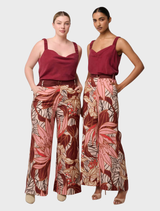 Adele's belted printed pants in linen-viscose, showcasing a colorful Cathedral Botanic pattern for a stylish look.