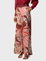 Stylish belted pants by Adele in linen-viscose, featuring a beautiful Cathedral Botanic print for a chic outfit.