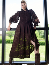 Chocolate-colored After Dark Dress with a sleek design, perfect for evening events and formal occasions.