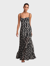 Ailani Dress in black, featuring a sleek design and elegant silhouette suitable for various occasions.