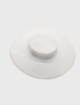Classic white racewear hat with structured shape and stylish headband, perfect for completing formal outfits or race day looks.