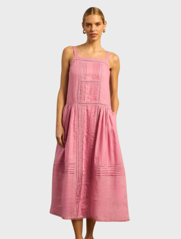 Altitude Dress in Floss color, featuring a flowing design and elegant silhouette, perfect for formal occasions.