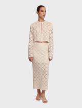 Anaya Skirt in ivory, featuring a flowing design and elegant silhouette, perfect for formal or casual occasions.