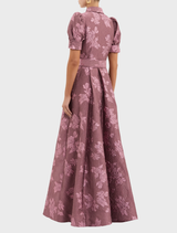 Beautiful Moonlight Mauve Annette Button Gown, designed with a classic silhouette and charming button accents.