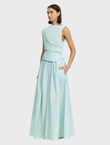 Elegant Aqua Frost Stopes Maxi Dress with a flowing design, ideal for warm weather events and casual outings.