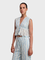 Elegant aqua stone top showcasing a polished finish with unique patterns and hues.