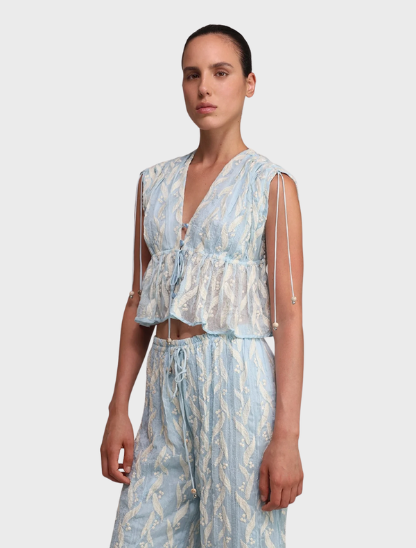 Elegant aqua stone top showcasing a polished finish with unique patterns and hues.