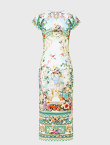 Jersey tank dress with cap sleeves, featuring floral print inspired by Schonbrunn Palace, in a slim fit and midi length.