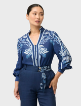 Asher Viscose Faille Shirt in Moonlit Batik pattern, featuring a soft fabric and unique design for a stylish look.