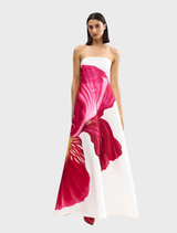 Elegant Audrey gown in antique iris color, featuring a flowing silhouette and delicate fabric details.