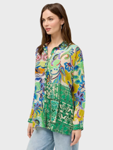 Armeria Patchwork Audrey Tunic, designed with a colorful patchwork of fabrics, perfect for a chic and contemporary outfit.