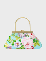 Audrey Sequin Top Handle - Aqua floral sequin top handle evening bag