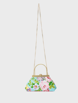 Audrey Sequin Top Handle - Aqua evening bag with detachable gold chain strap