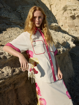 Ava Skirt in Antique Phalae pattern, featuring a floral design with soft, muted colors for a vintage-inspired look.