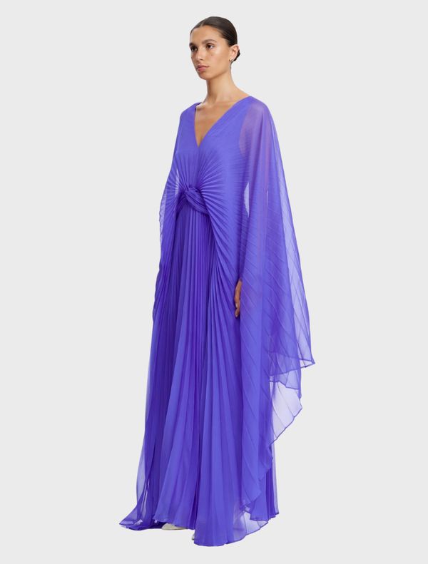 Azure Purple Darnhill Maxi Dress, showcasing a stylish, long silhouette ideal for warm-weather events.
