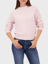 Light rose sweater with a basic left-left design, featuring a simple and elegant style suitable for casual wear.