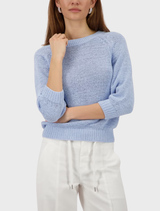 Light sky blue sweater featuring a basic ribbon design, ideal for casual wear.