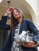 Best In Show shirt in blue, showcasing a swing bodice and flared panels, crafted from soft viscose georgette.