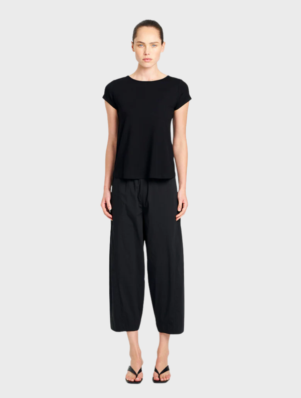 Stylish black Cafe T shirt, showcasing a modern cut with short sleeves and a comfortable fit for everyday use.