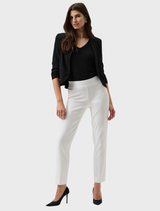 Elegant black blazer designed with a fitted silhouette, notched lapels, and a single-button front.