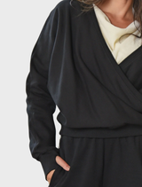 Trendy black sweatshirt with the phrase "Pirouette & Forget," suitable for casual outings and dance practice.