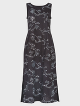 Black Sparkling Darling Dress featuring subtle sequins, a relaxed silhouette, and side splits for effortless movement.
