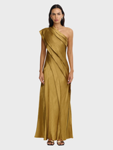 Blenfleet Maxi Dress in Brass, featuring a flowing silhouette and elegant design suitable for various occasions.