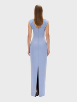 Chic blue Malia gown with a refined silhouette, perfect for adding a touch of elegance to any formal gathering.