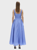 Elegant blue strap dress by Sophia, designed with a fitted top and a graceful, flowing skirt for versatile styling.