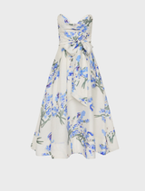 Bluebell Meadow Midi Dress featuring a vibrant floral print on a flowing fabric, perfect for spring and summer occasions.