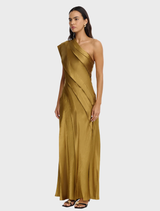Elegant Blenfleet Maxi Dress in Brass, showcasing a long, flowing design perfect for summer events or casual outings.