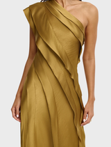 Stylish Blenfleet Maxi Dress in Brass, designed with a long, flowing cut, perfect for both casual and formal events.