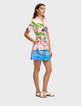 Brigitte Mini Dress in a lively Riviera print, designed for a fashionable and fun summer outfit.

