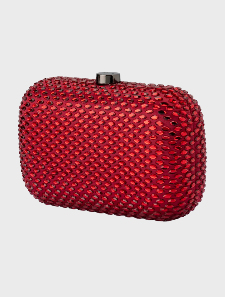 Brooks Hotfix clutch in burgundy featuring a chain strap perfect for adding a pop of color to any outfit.