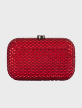 Red mesh-patterned Brooks Hotfix Clutch in burgundy, showcasing a stylish and modern design.