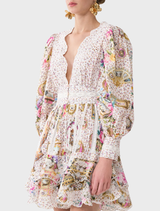 Opulent Button Front Frill Dress featuring artistic details, inspired by The Met's collection of vases and tableware.