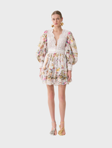 Button Front Frill Dress inspired by European art, featuring delicate details from The Met x CAMILLA collection.