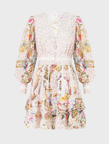 Hand-sewn Button Front Frill Dress showcasing delicate designs influenced by European art, part of The Met x CAMILLA collection.