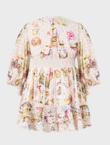 Modern Button Front Frill Dress featuring opulent European art details, part of The Met x CAMILLA collection.