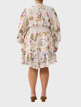 The Met x CAMILLA Button Front Frill Dress, a modern heirloom with details inspired by European decorative artworks.