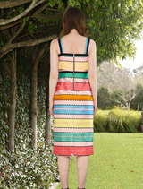 Seams Come True Dress with a candy stripe design, combining bright colors and a chic silhouette for a fun outfit.