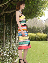 Candy stripe Seams Come True Dress, showcasing a colorful striped pattern ideal for casual or festive occasions.