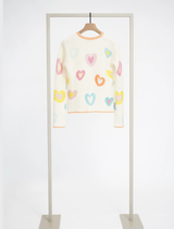 Luxurious wool-cashmere blend cardigan with floral print, round neckline, long sleeves, and full button placket for easy layering.