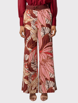 Cathedral Botanic printed belted pants in lightweight linen-viscose blend, offering a flattering silhouette and versatile styling options.
