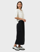 Sleek black Cavalry skirt offering a sophisticated look, perfect for any wardrobe.