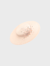 Celia Racewear's pink plate hat, designed for elegance at races and formal gatherings, with a fashionable flair.