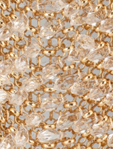 Stylish Florence chainmail bag in a soft champagne shade, designed for sophisticated evening events.