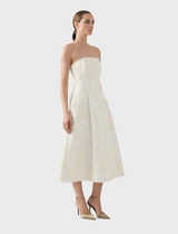 Champagne Madelein dress with a refined silhouette, designed for elegance at formal events and special occasions.
