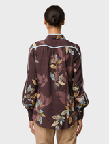 Asher Viscose Faille Shirt in Ember Vines pattern, featuring a floral design on a soft, lightweight fabric.